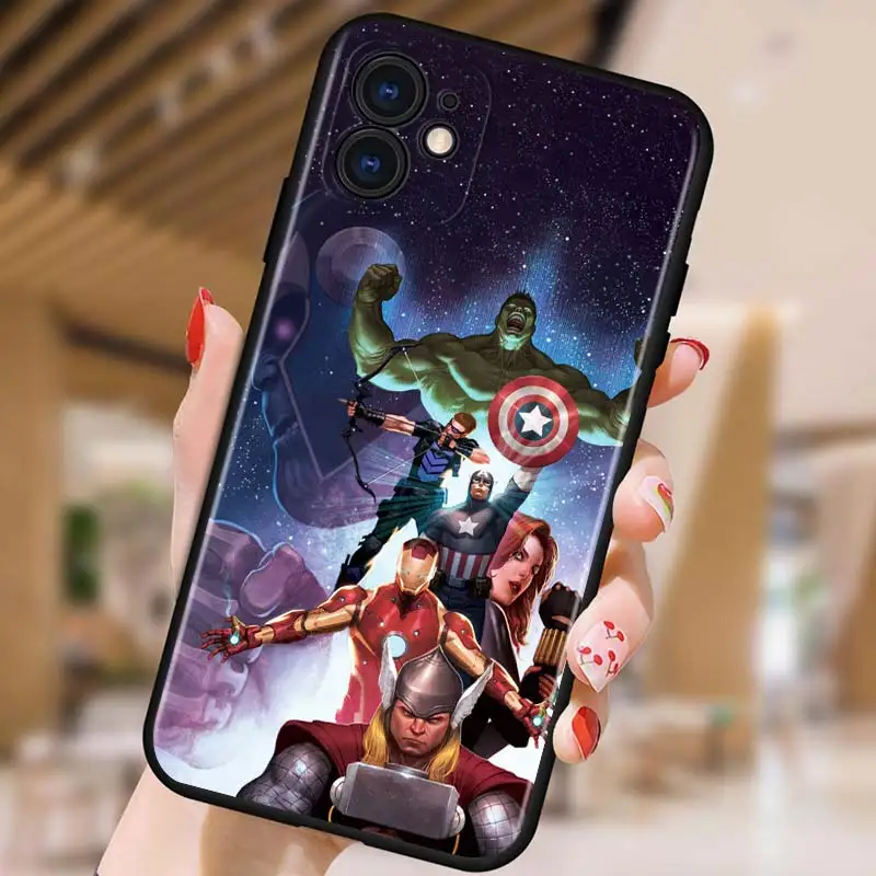 

Marvel Avengers for Apple iPhone 12 Pro Max Mini 11 Pro XS Max X XR 6S 6 7 8 Plus 5S SE2020 Soft Black Phone Case