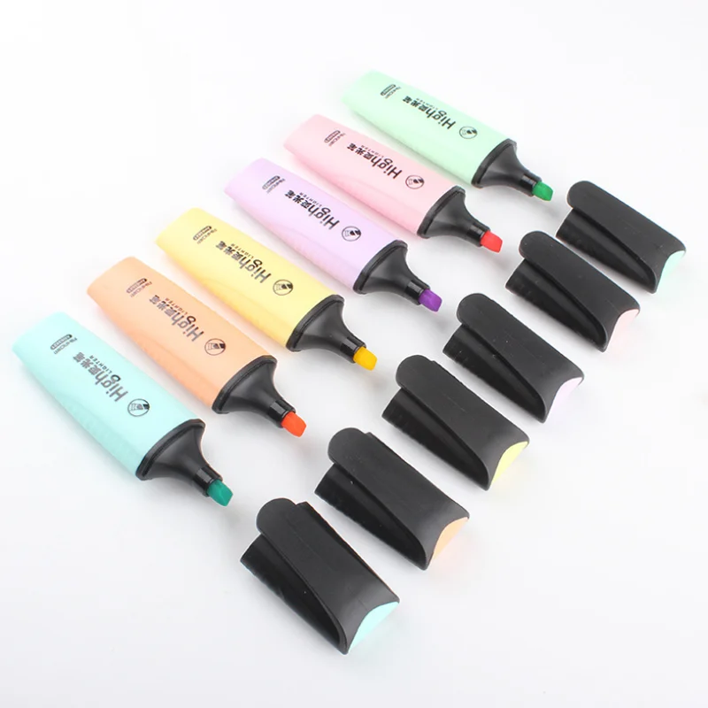 

1pc Highlighters Markers Macaroon Color Mini Colorful Pastel 6 Colors Single Text Focus Marker Pens Office For School Supplies
