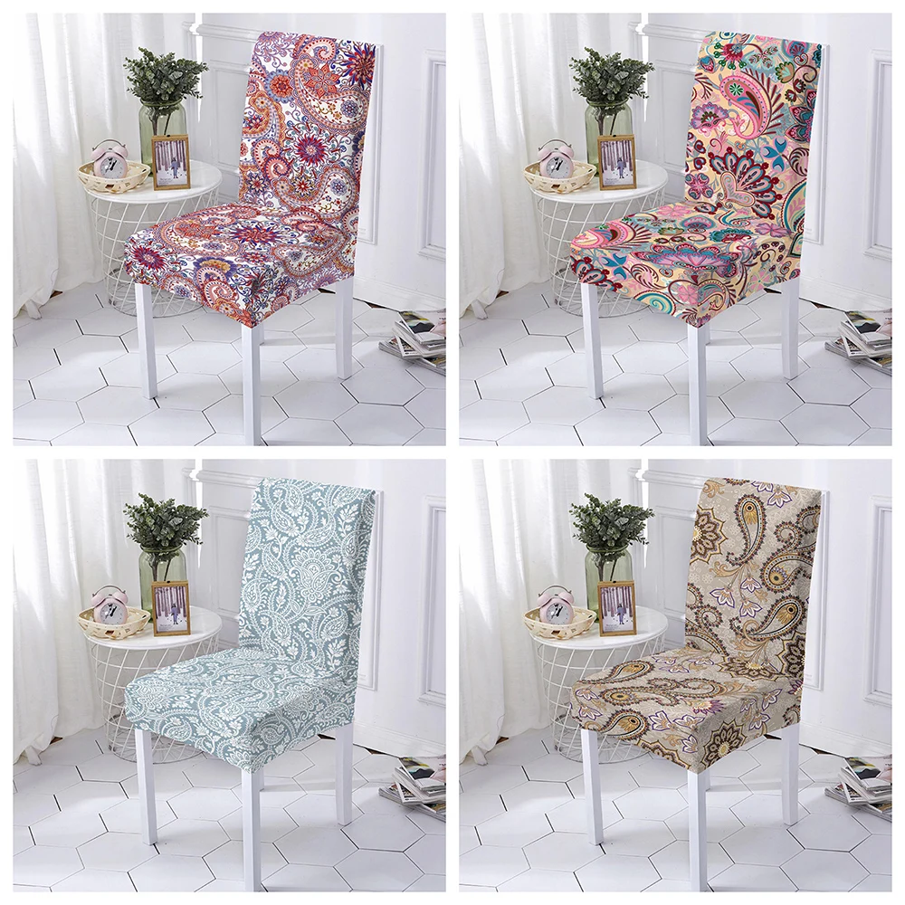 

1/2/4/6 Pcs Elastic Floral Print Chair Cover Stretch Spandex Dining Chair Slipcover Universal Size Chair Case for Wedding Hotel