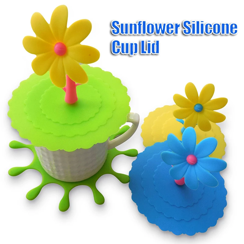 Хит продаж чашка с подсолнухом крышка Еда Класс силиконовый Анти пыль