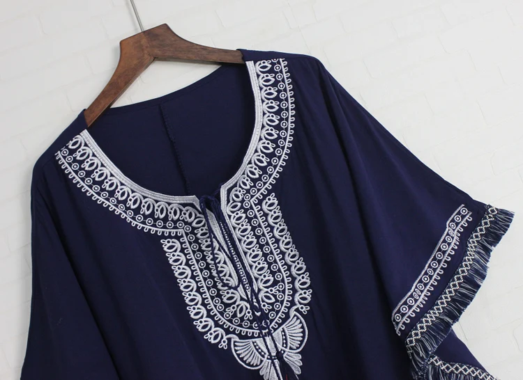 Женская хлопковая блузка с бахромой в стиле ретро Свободный пуловер рукавом