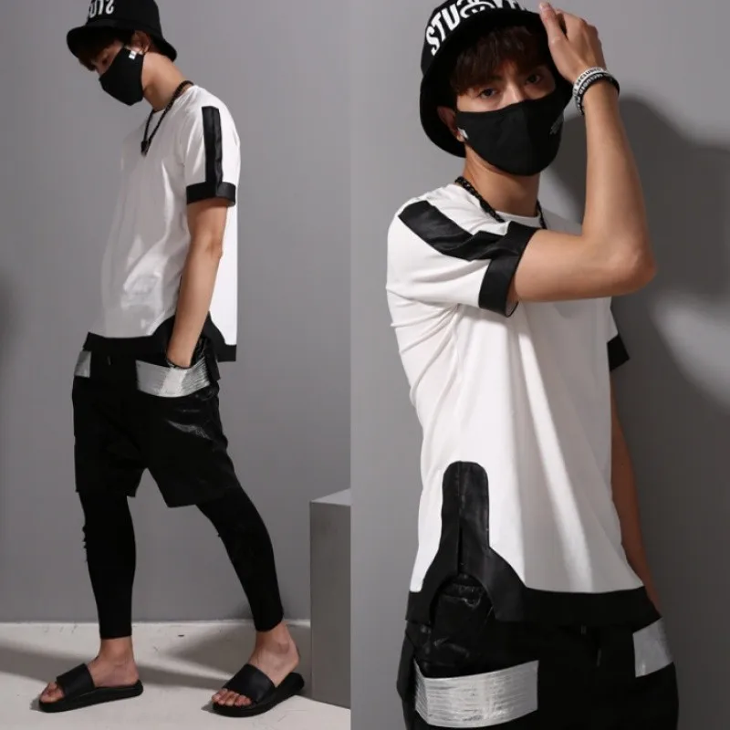 Новый бренд пуловер с коротким рукавом и круглым вырезом мужские футболки топ