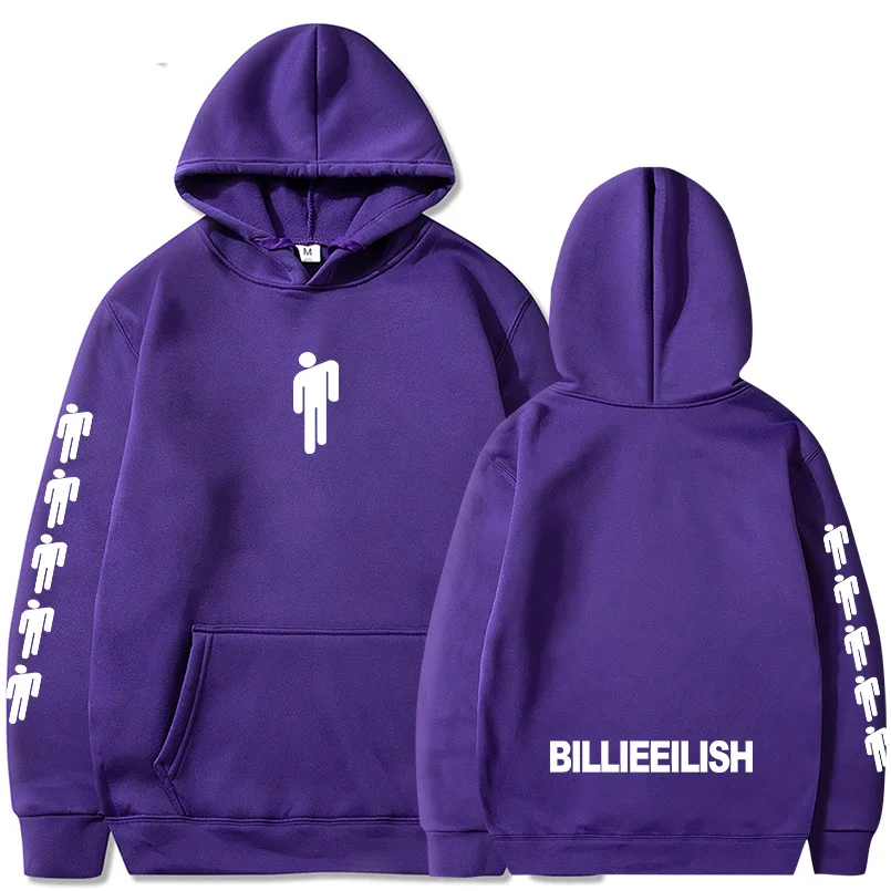 Purple 02 Billie Eilish, модные толстовки с принтом для мужчин/женщин, толстовки с капюшоном и длинным рукавом,, повседневные трендовые уличные толстовки - Цвет: Purple 02