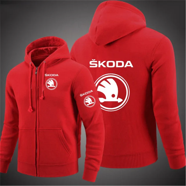 

New Skoda Hoodies Print Jackets Sweatshirts Man's Cotton Hip Hop Car Logo Men Harajuku Customize Sportwear Zipper Coats Tops