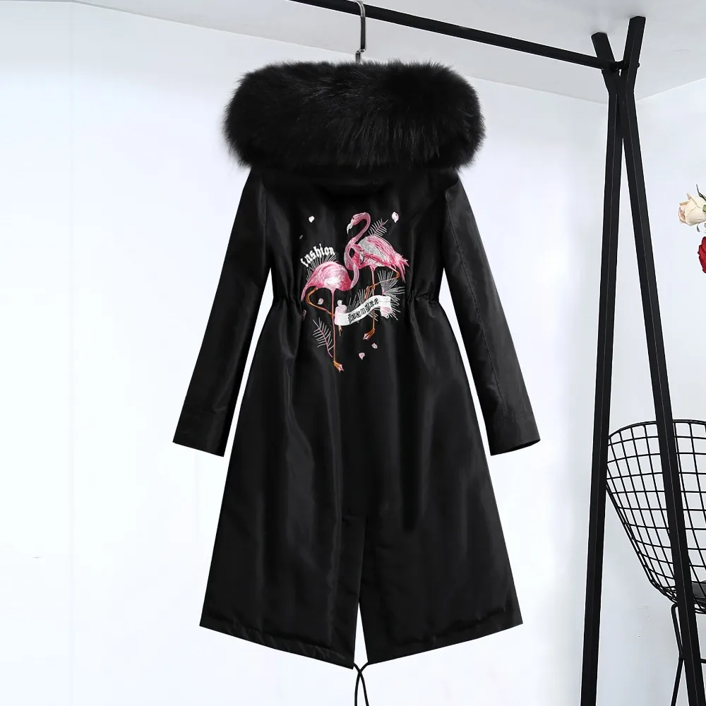 Новинка, женские XL-5XL парки большого размера, зимние теплые длинные куртки с капюшоном на молнии, верхняя одежда из флока