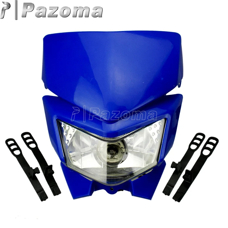 Для уличным Мотокросс двойной Спорт, обтекаемые фары для Kawasaki KMX KX KLX KLR KLE ZZR KDX 110 125 140 250 300 450 650 WR - Цвет: Синий