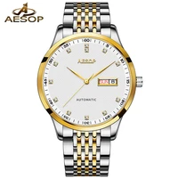 aesop brand gold automatic watch men luxury sapphire business mechanical wristwatch waterproof fashion casual relogio masculino