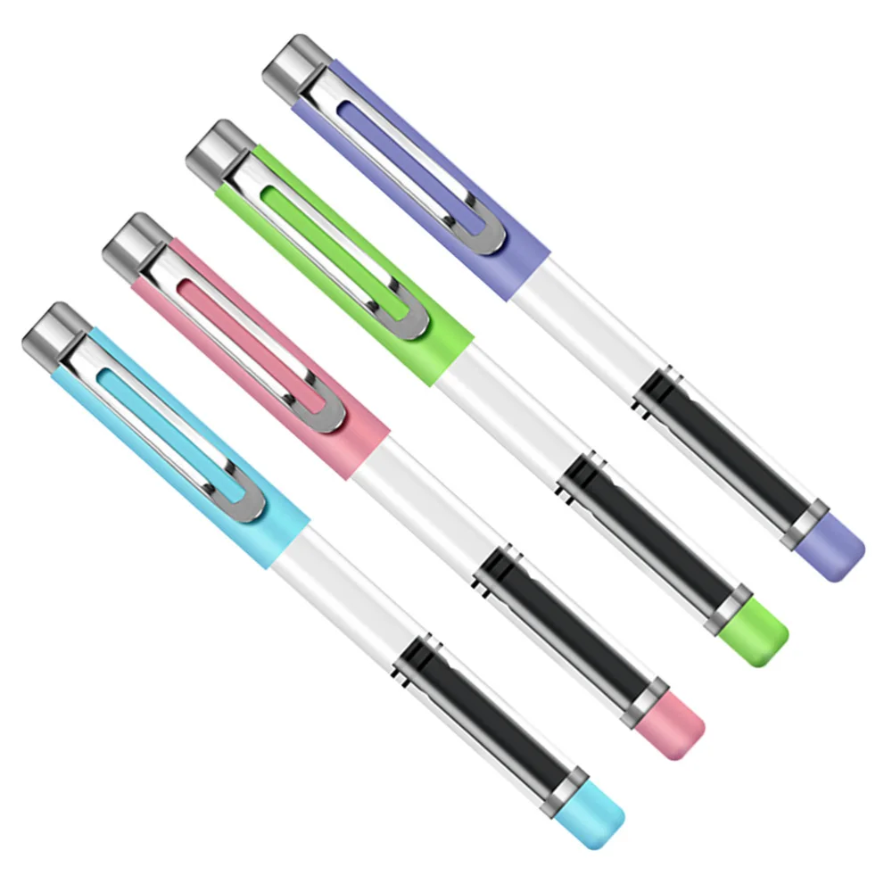 

4Pcs Piston Fountain Pen Fine Nib 0.5mm Transparent Large Capacity Writing Pen