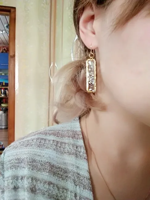 IF ME модные корейские золотые акриловые серьги-капли из ракушки для женщин, винтажные правильной геометрической формы, с блестками, висячие серьги, новые ювелирные изделия