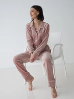 single breasted pajamas for women nightwear turn down collar trousers suits velour nightgown pocket sleepwear autumn loungewear