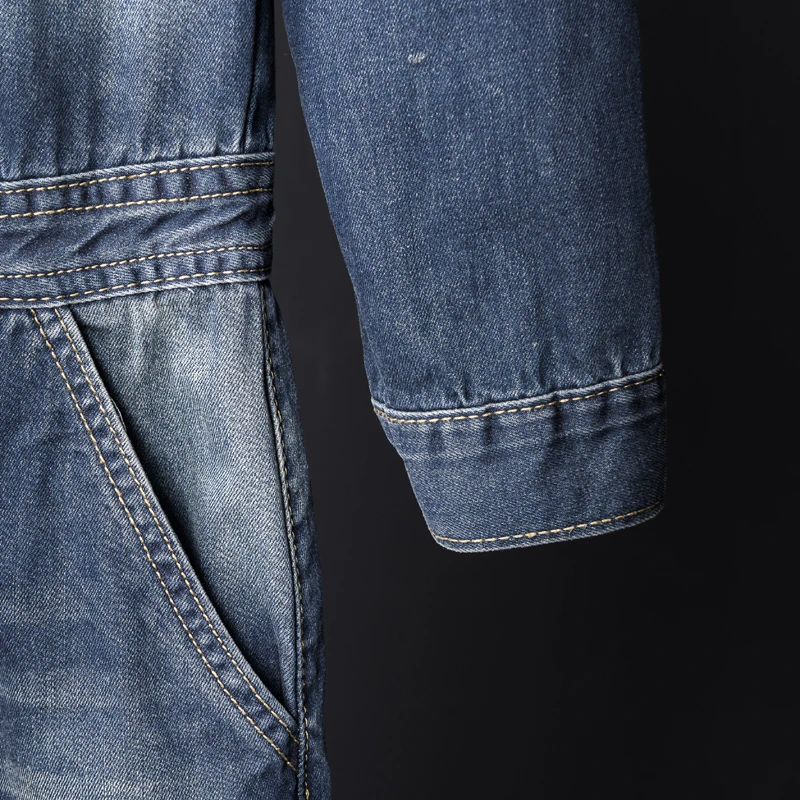 2020 Long Sleeve Ripped Jeans Jumpsuit for Men Work Wear Denim Bib Overall Mens Vintage Romper Male Retro One Piece Jumpsuits