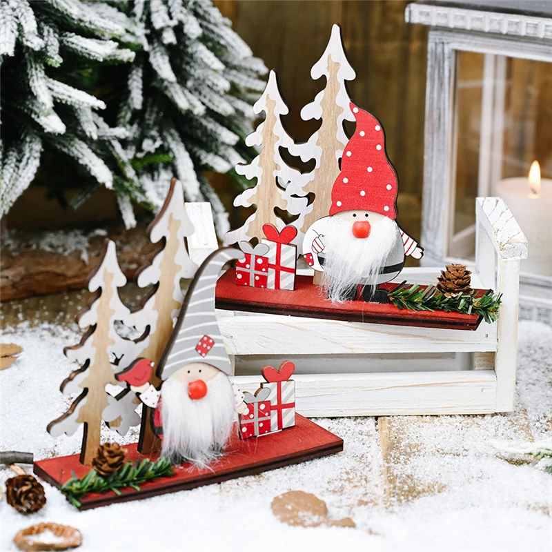 

12 Pcs Christmas Decoration Swedish Gnome Santa Ornaments Wooden Tree Table Decor Handmade Toy Holiday Party Gift Wholesale X2