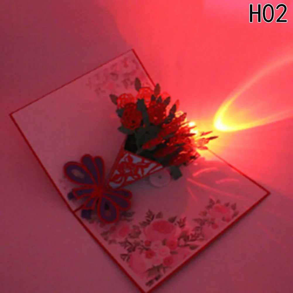 3D лазерная резка поздравительных открыток с днем рождения торт Музыка