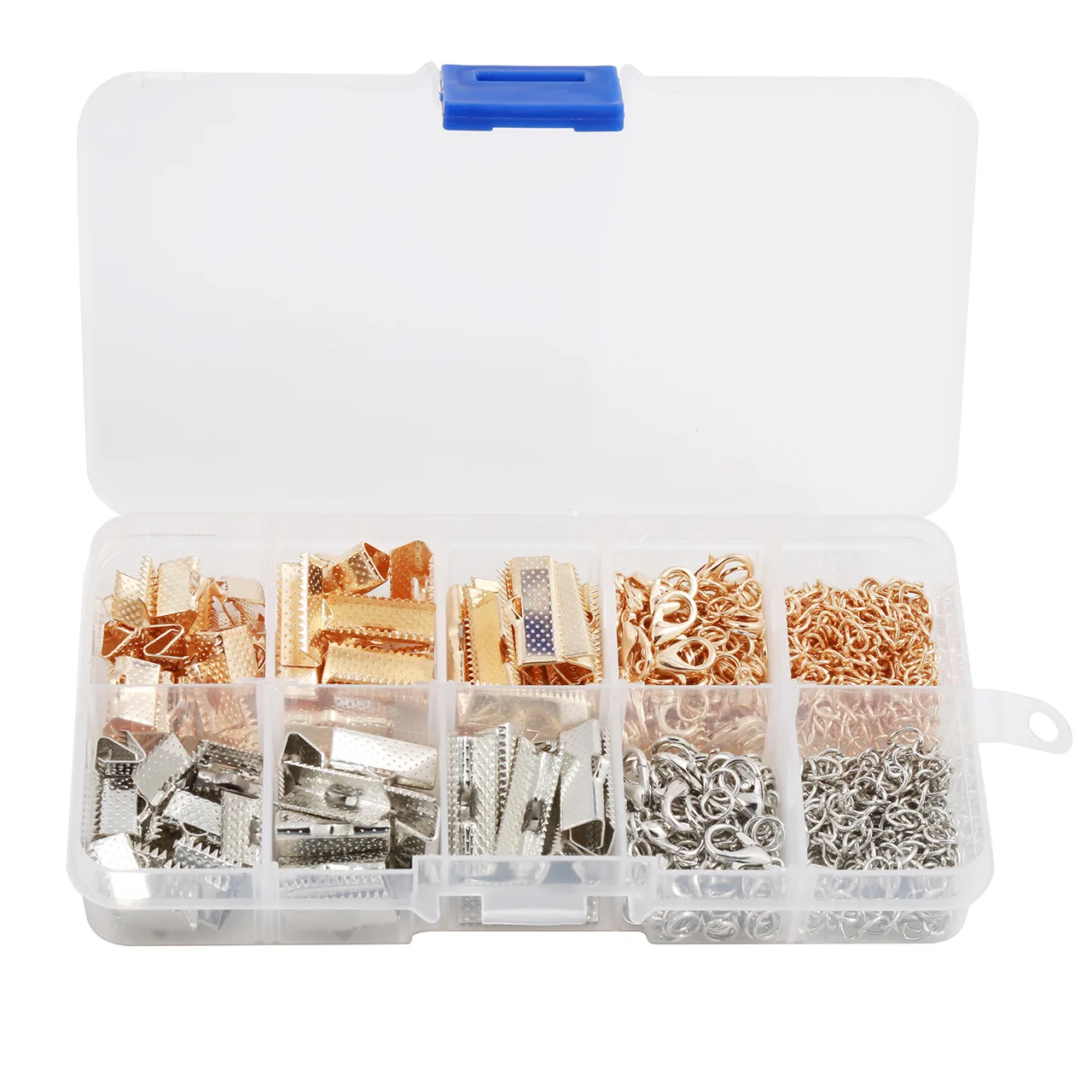 

1Set Gold Silver Mix Color Lobster Clasp Horse Buckle Open Ring Extension Chain Box for Necklace Bracelet Jewelry DIY Making