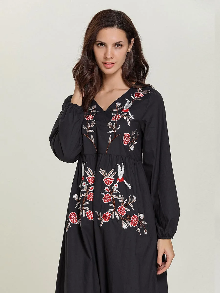 Женское черное мусульманское длинное платье большого размера с длинным рукавом