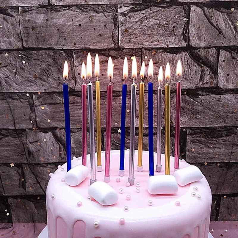 5 шт Карандаш Форма день рождения свеча тонкий блеск золотой серебряный торт День