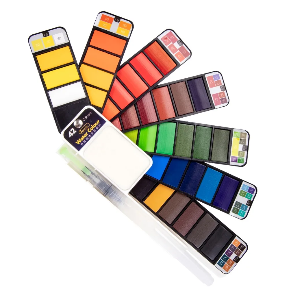 Портативная Складная Акварельная краска однотонная фотография набор цветов