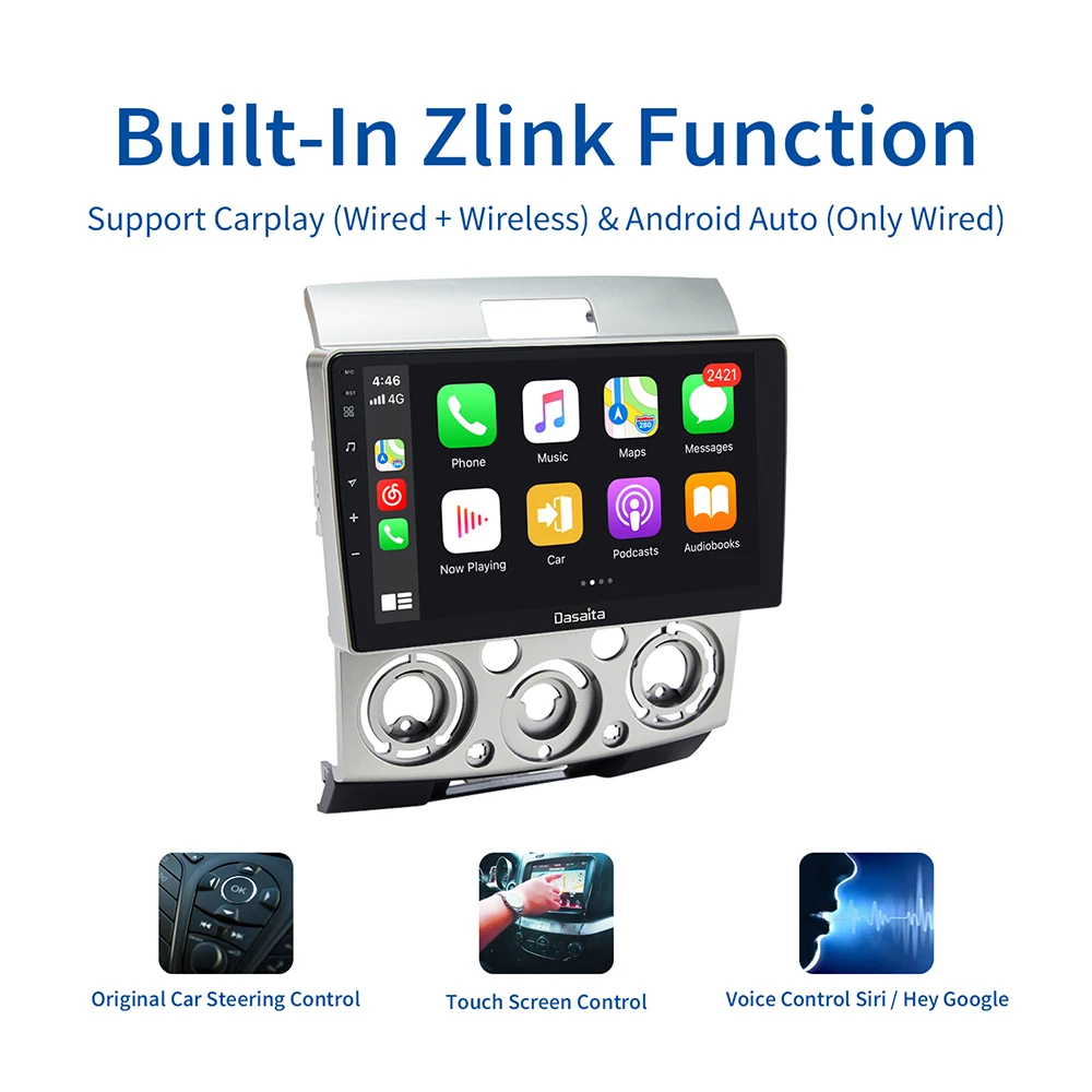 Dasaita 9&quot HD Screen Car Android 10.0 Navigation for Mazda BT50 Ford Ranger Everest 2006 2007 2008 2009 2010 2011 Autoradio |