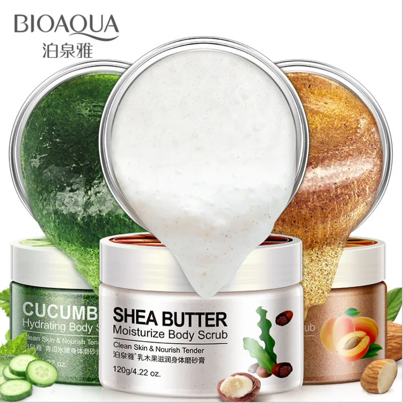 

100PCS BIOAQUA wholesale moisturizing skin care deep cleansing Exfoliator almond coffee color Body Scrub