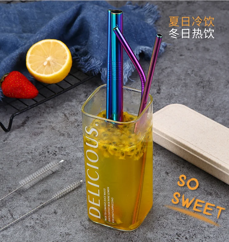 Нержавеющая сталь соломы Кофе молока Чай гнутые прямые и толстые соломинки для