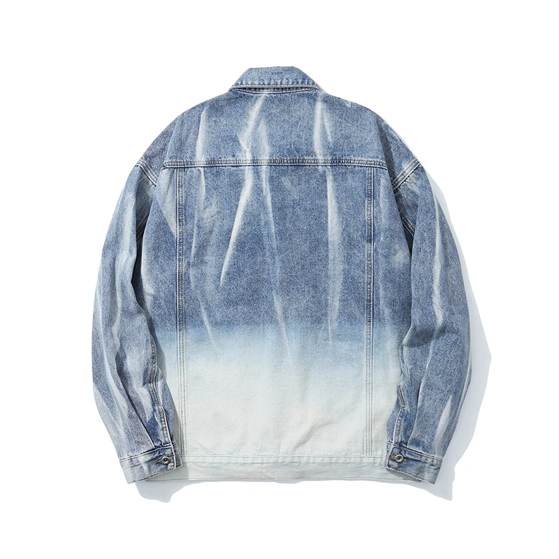 

Tie Dye Gradient Streetwear Denim Coat Mens Color Block Oversize Windbreaker Jeans Jacket Harajuku Loose Bomber Jackets