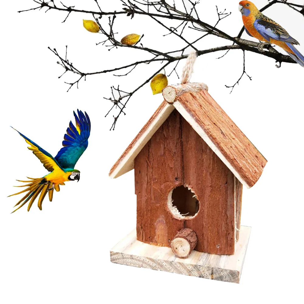 Деревянный домик для птиц ручной работы Колибри уличный подвесной гнездо