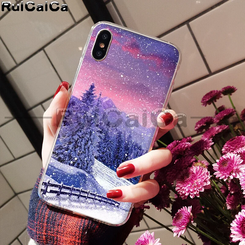 RuiCaiCa зимний Снежный горный Sceneary Мягкий ТПУ чехол для телефона Apple iPhone 8 7 6 6S Plus X XS MAX 5 5S SE XR сотовые телефоны