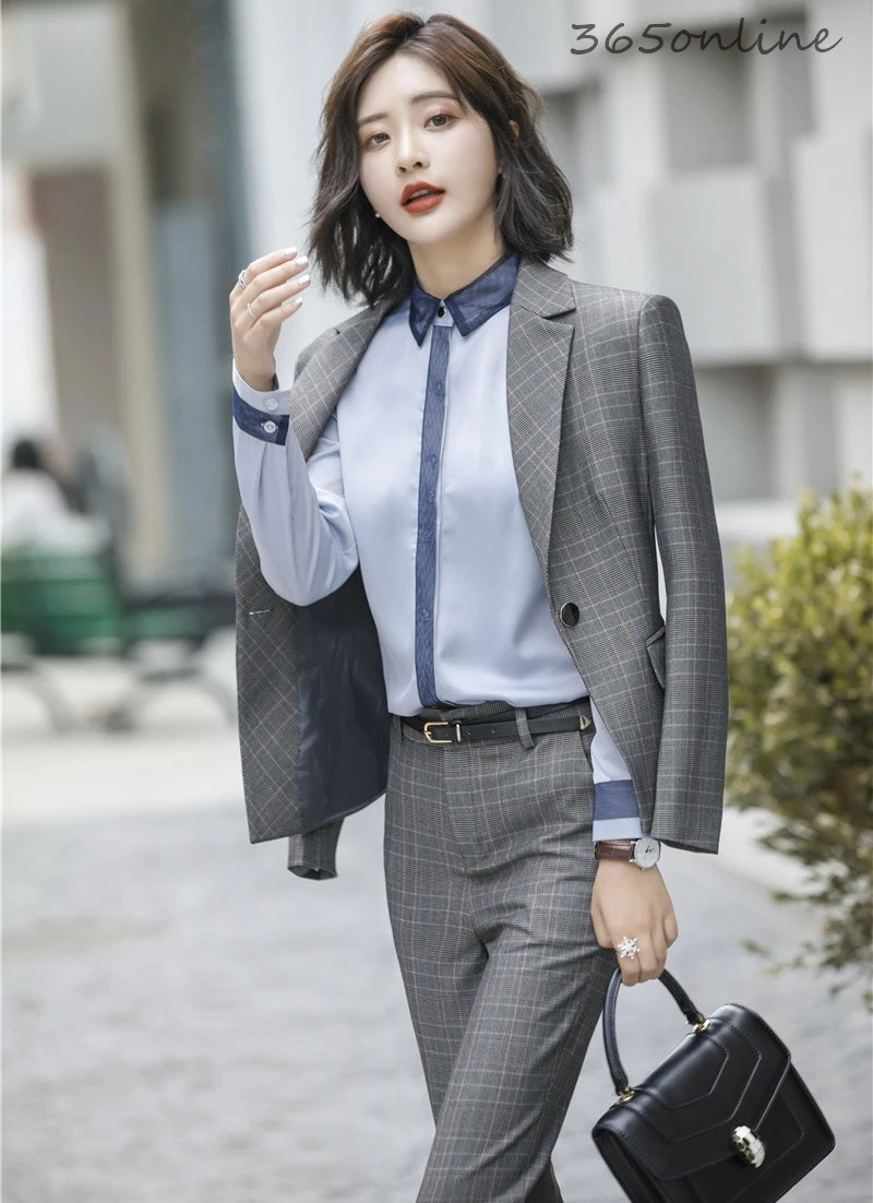 Высококачественный тканевый модный клетчатый осенне-зимний женский офисный