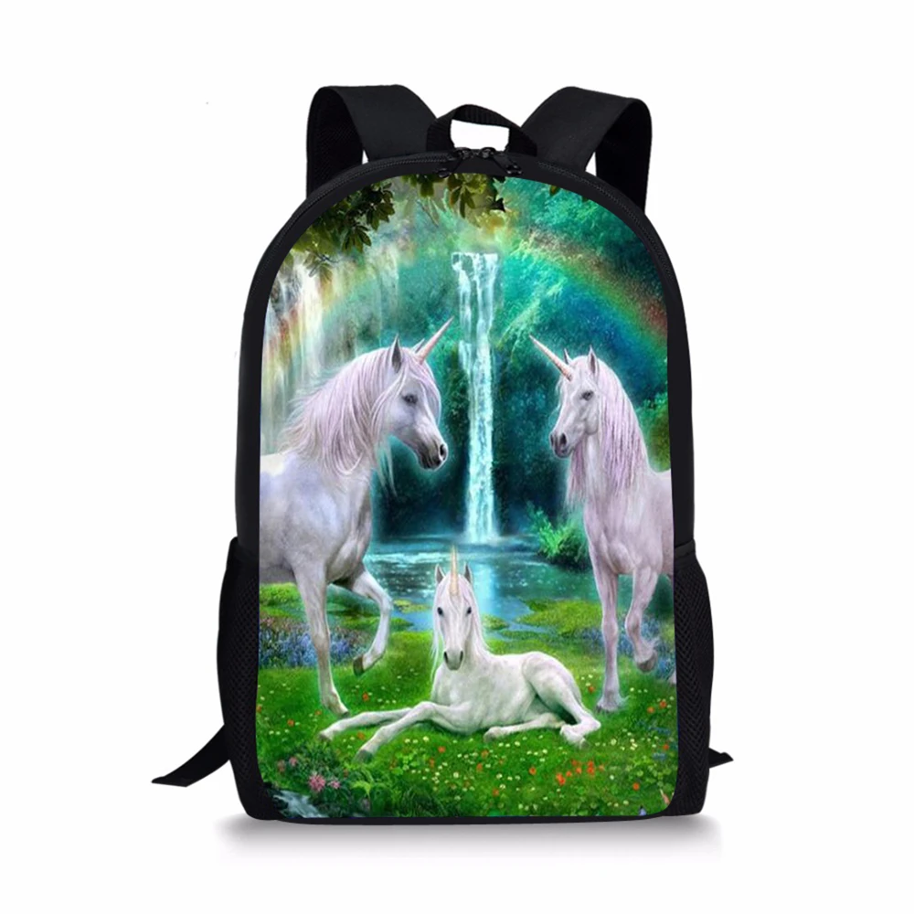 Fashion Children's Backpack Fantasy Horse Prints Pattern Toddler School Book Bags Cute Animal Women's Travel Backpack