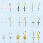 сережки лисички серьги 2021 тренд новинка кресты серьги женские 2021 модные изысканные роскошные женские серьги-подвески, корейские простые Винтажные серьги для пирсинга с искусственными крестиками, подарки для женщин