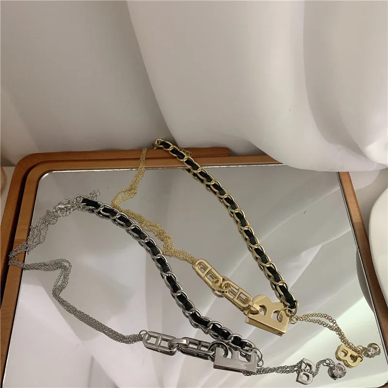 Ожерелье золотистого цвета с буквой B и инициалом ожерелья цепочки для женщин