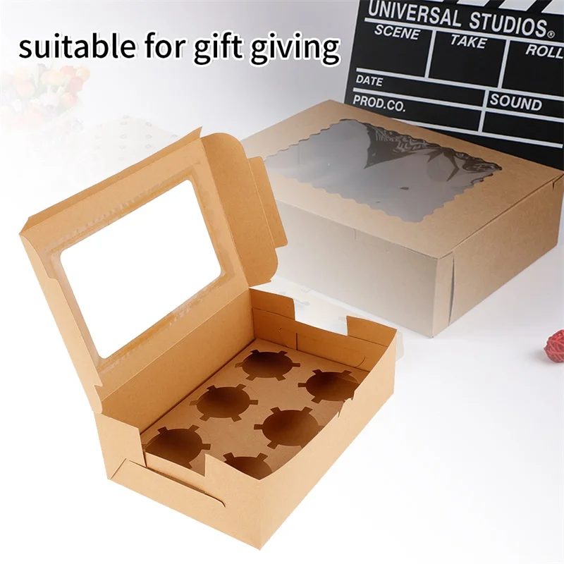 

15pc White 2/4/6/12 Holes Cupcake Packing Box Muffin Box Biscuit Pastry Box Kraft Paper Box Cake Chocolate Packaging Baking Tool
