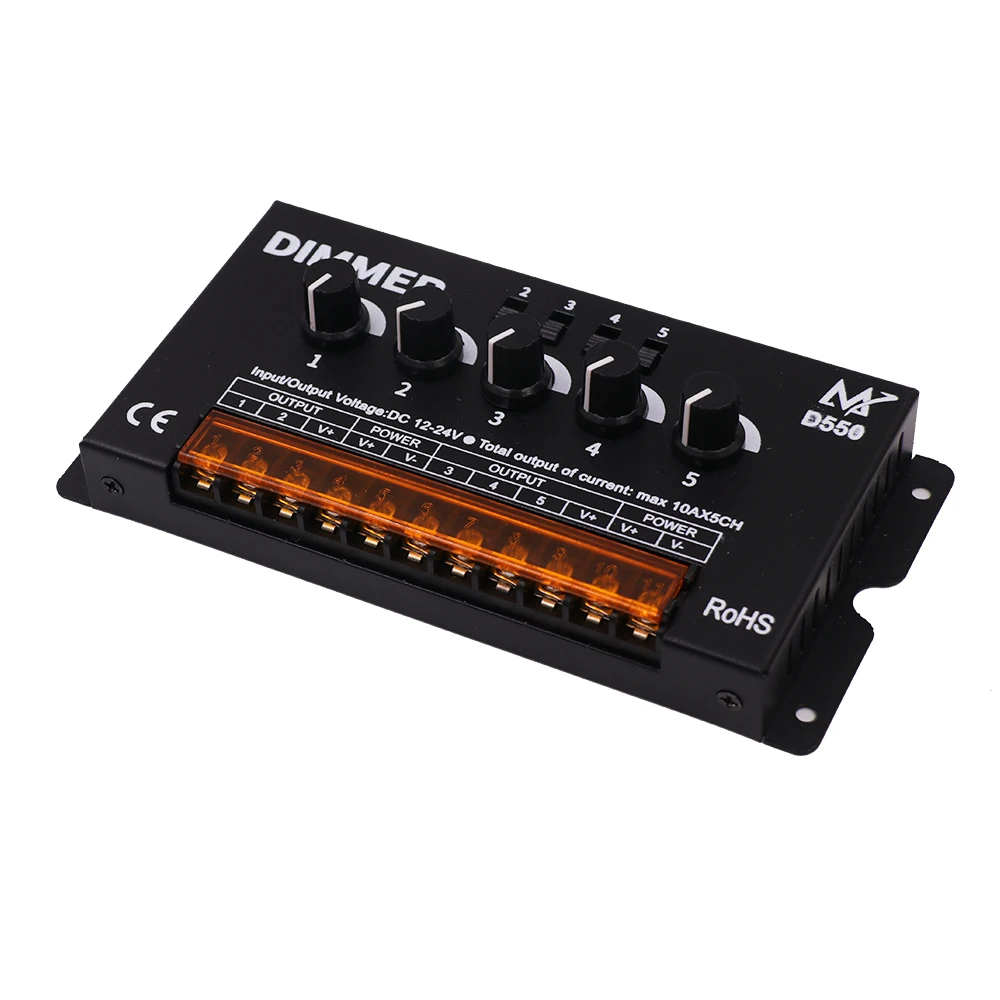 DC12-24V LED Strip 5 Circuits Single Color Dimmer 50A 10Ax5CH High Speed Amplifier Controller for Led lights | Лампы и освещение