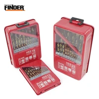 finder 131925pcs 1 013mm hss ti coated drill bit set for metal woodworking drilling power tools accessories in iron box