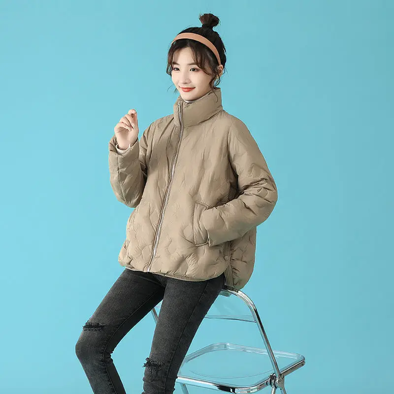

Winter Women 90% White Duck Down Coat Puffer Jacket Ultra Light Stand Collar Short Solid Thick Warm Parkas Female Outerwear Y473