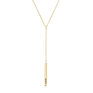 Индивидуальные ожерелья-бары, модные ювелирные изделия из нержавеющей стали, золотой кулон, длинная цепочка с гравировкой названий, простой стиль, подарок для женщин