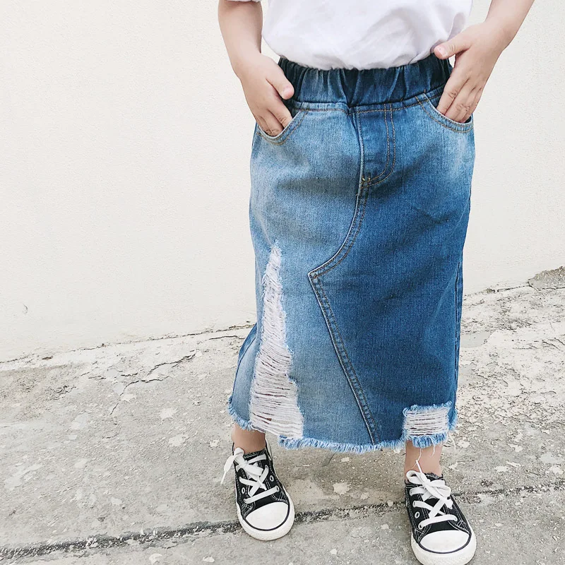 Thunderers/повседневная детская длинная юбка Сезон лето осень Рваная элегантная