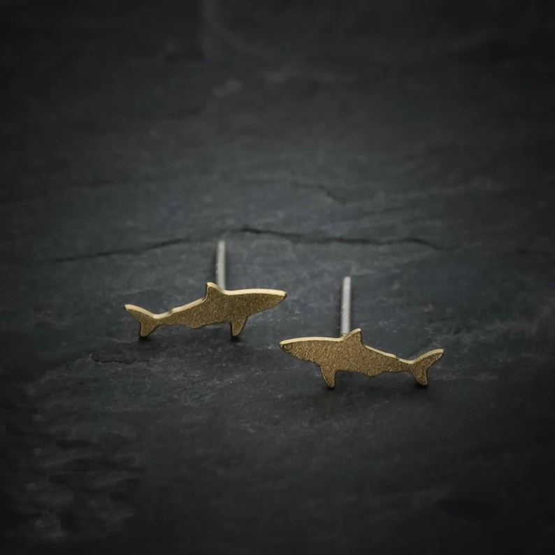 Мини серьги акулы Новый дизайн женские гвоздики ювелирные изделия Прямая