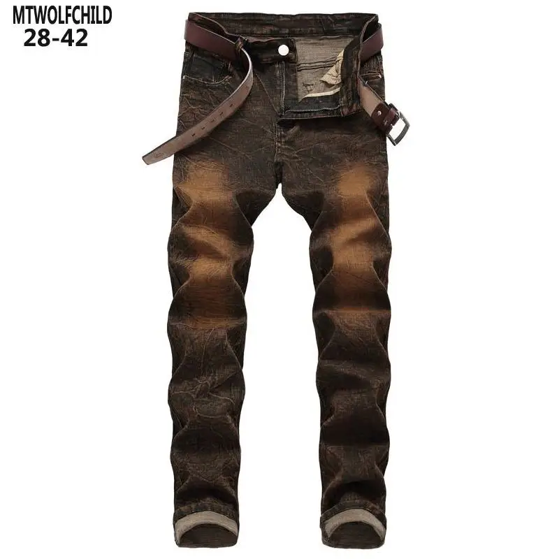 

2020 New fashion Mens Distressed denim pants Masculino denim Trouser casual straight slim fit Elasticity mens jeans 28-42