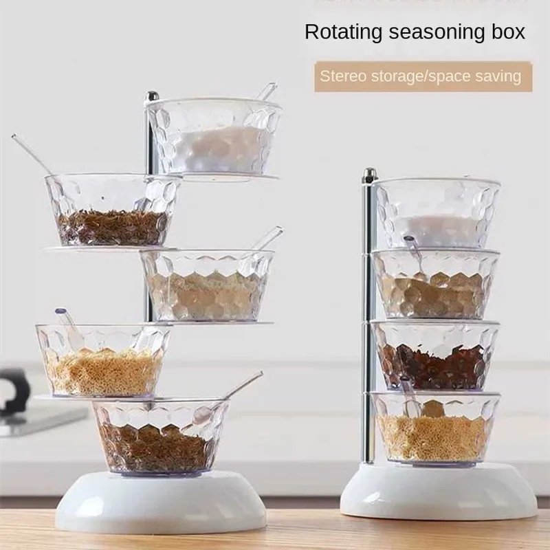 

Vertical Seasoning Box Rotary Seasoning Box Creative Vertical Multi-layer Seasoning Jars Home Seasoning Jar Kitchen Set