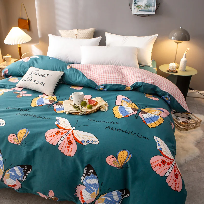 

Butterfly duvet cover sets cotton blue quilt cover single double queen king fashion bedding sets 2pc pillowcase comforter cover