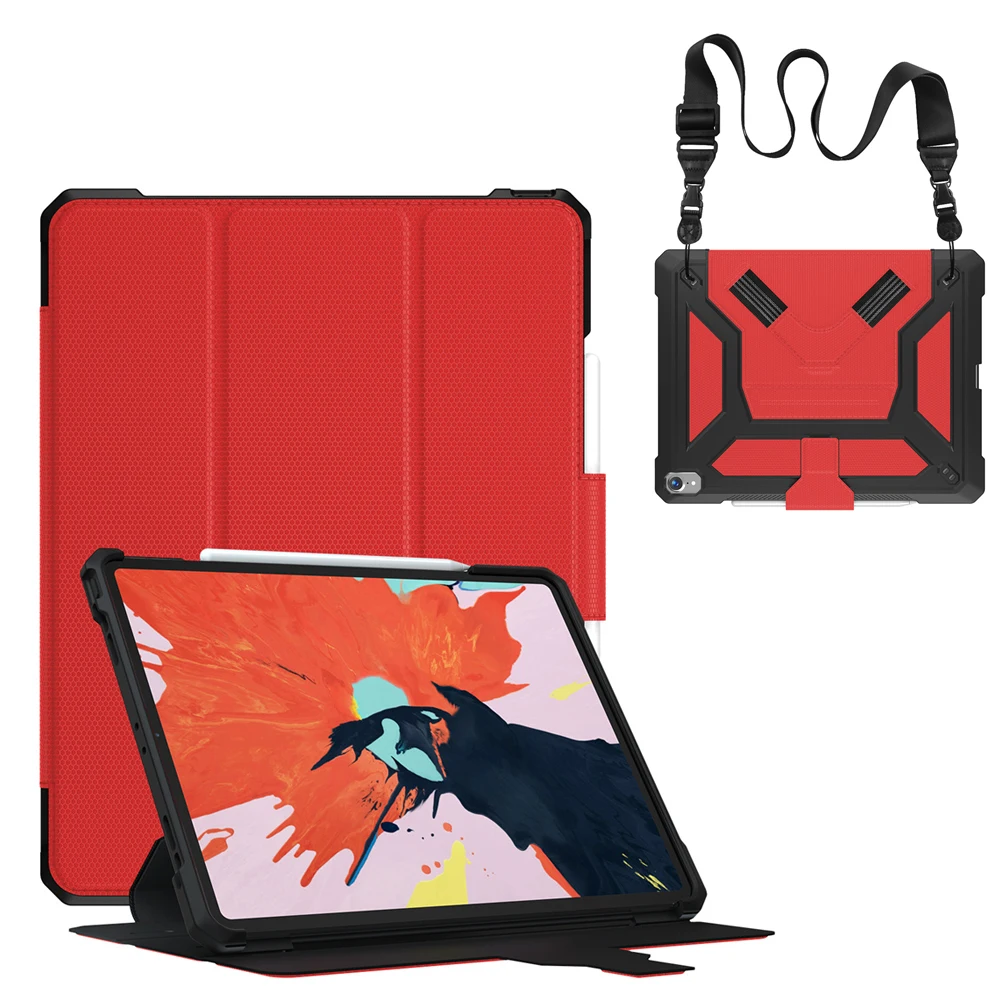 Red with strap Чехол для планшета для iPad Pro 12,9 дюйма Умный Магнитный чехол-карандаш поддержка пользовательского автоматического сна/пробуждения противоударный чехол KTZ - Цвет: Red with strap