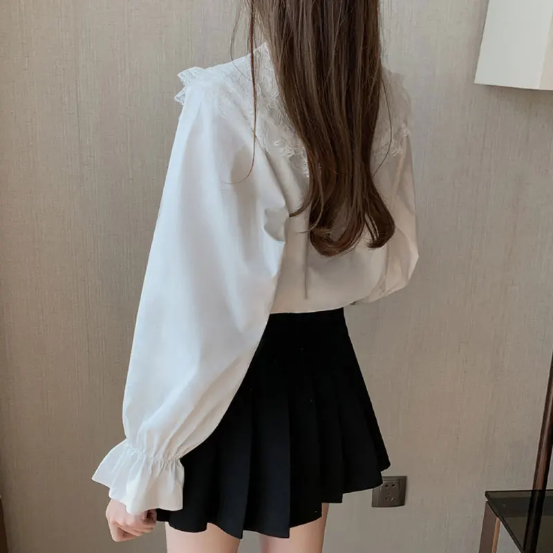 Женская блузка белые блузки Осенние блузы модные женские элегантные свободные