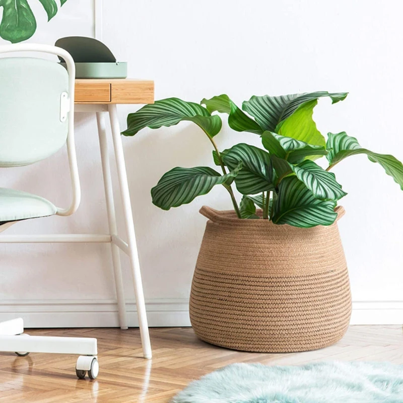 

Nordic Handmade Straw Laundry Picnic Toy Storage Basket Macrame Woven Flower Pot Plant Container Planter Holder Home Decoration