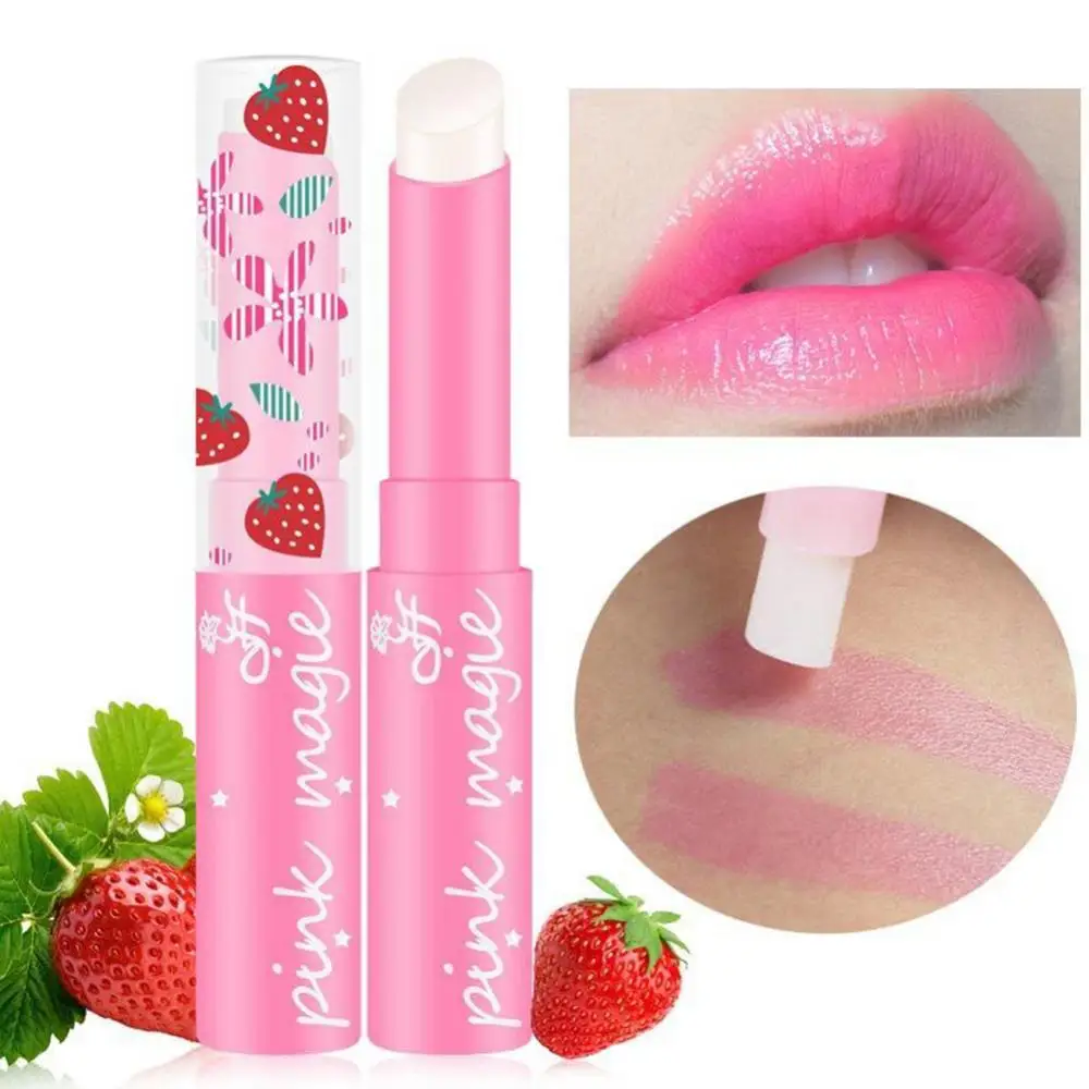 

80% Hot Sale Women Beauty Strawberry Lip Balm Magic Temperature Changing Color Lipstick