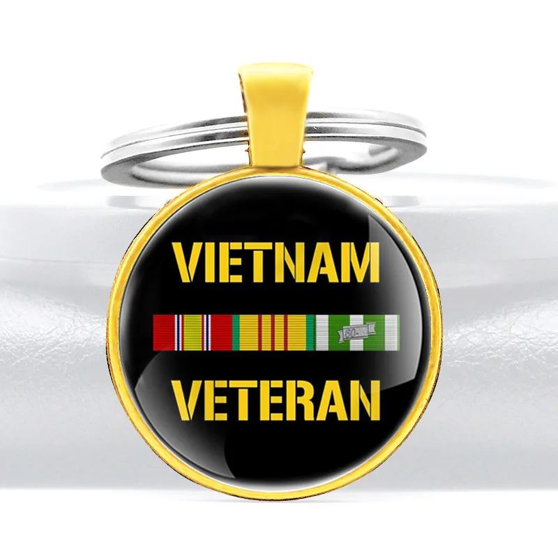 Вьетнам Veteran Design Black стеклянный купол для ключа цепи мужские женские брелки |