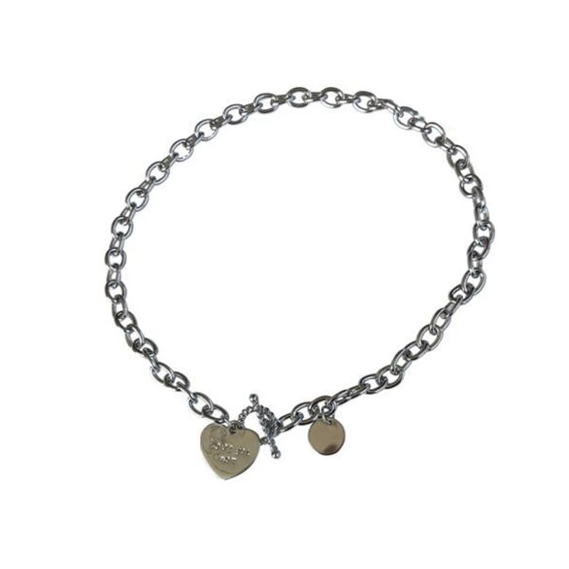 

Fashion Heart Shape Pendant Stainless Steel Chain Necklace for Women Collar Chain Letter Hip Hop Punk Style Choker Jewelry