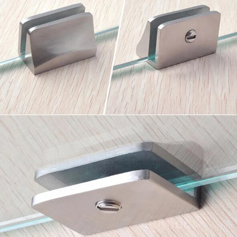 

High Quality 304 Stainless Steel Clamps Clips For Glass Shelves Support Brackets Clamp Wood Acrylic Hardware Accessories