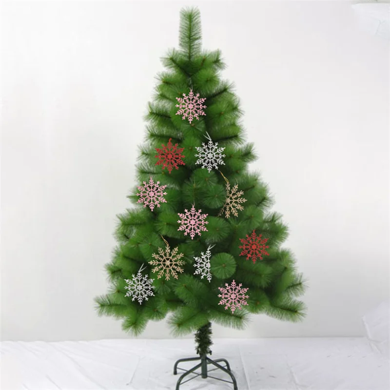 

3pcs 12cm Plastic Gold Silver Glitter Powder Snowflake Xmas Ornaments Pendant Christmas Tree Decorative Hanging Snowflake