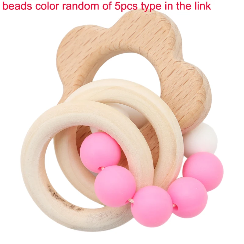 

Baby Nursing Bracelets Wooden Teether Crochet Chew Beads Teething Wood Cartoon Animal Rattles Toys Teether Montessori Bracelets